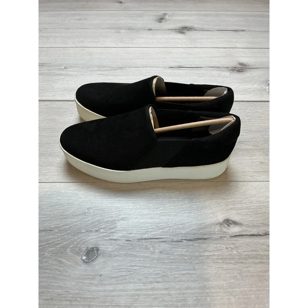 Vince Warren Black Suede Platform Slip On‎ Sneakers 7.5 New With Tags/Box